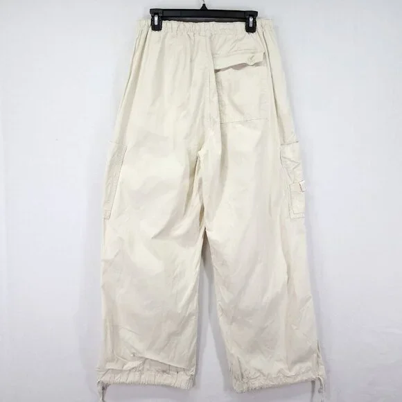 Jaded London Ecru Parachute Cargo Pants Size Small Baggie 30" Elastic Waist - Picture 3 of 15